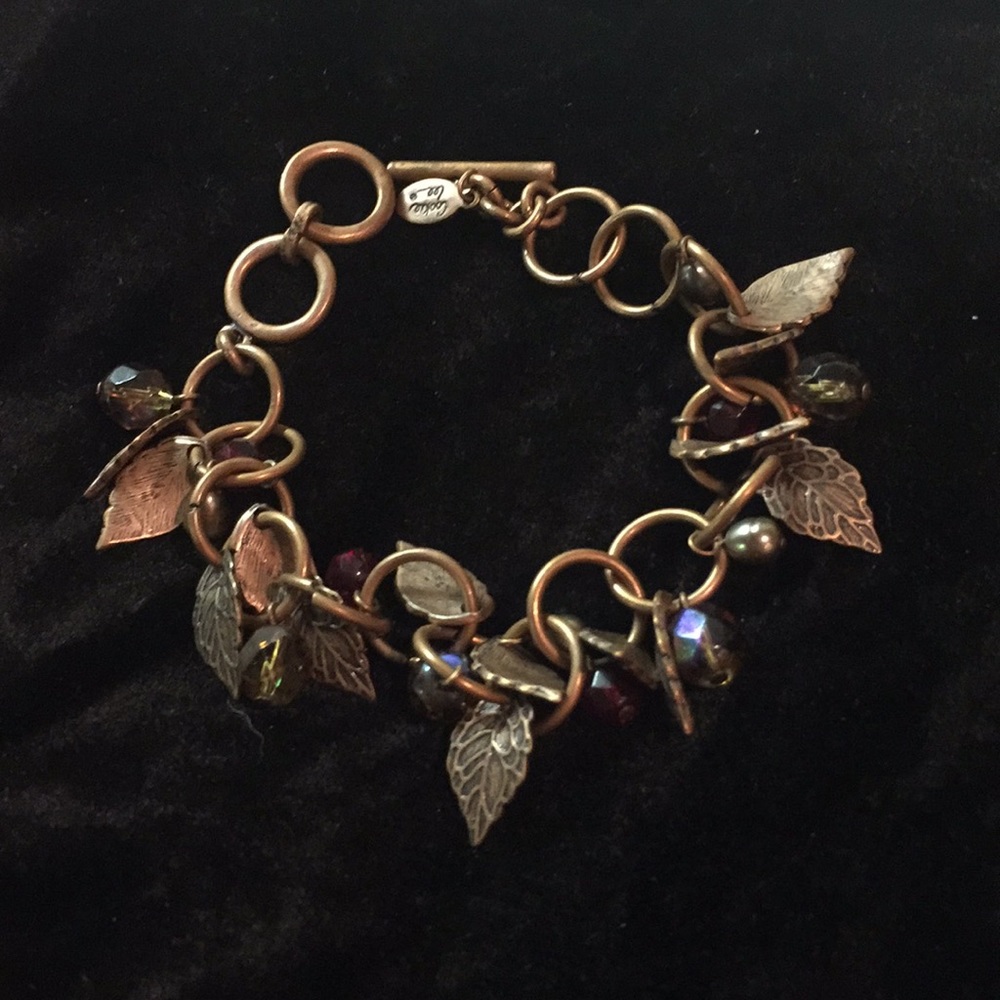 Cookie Lee Copper Leaf Charm Bracelet
